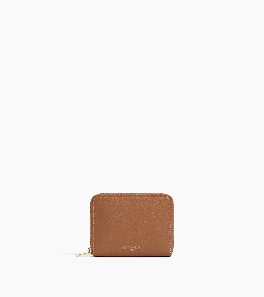 Porte monnaie zippé avec porte cartes amovible Albertine en cuir grainé