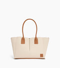 Grand sac cabas Elena en toile coton et cuir grainé