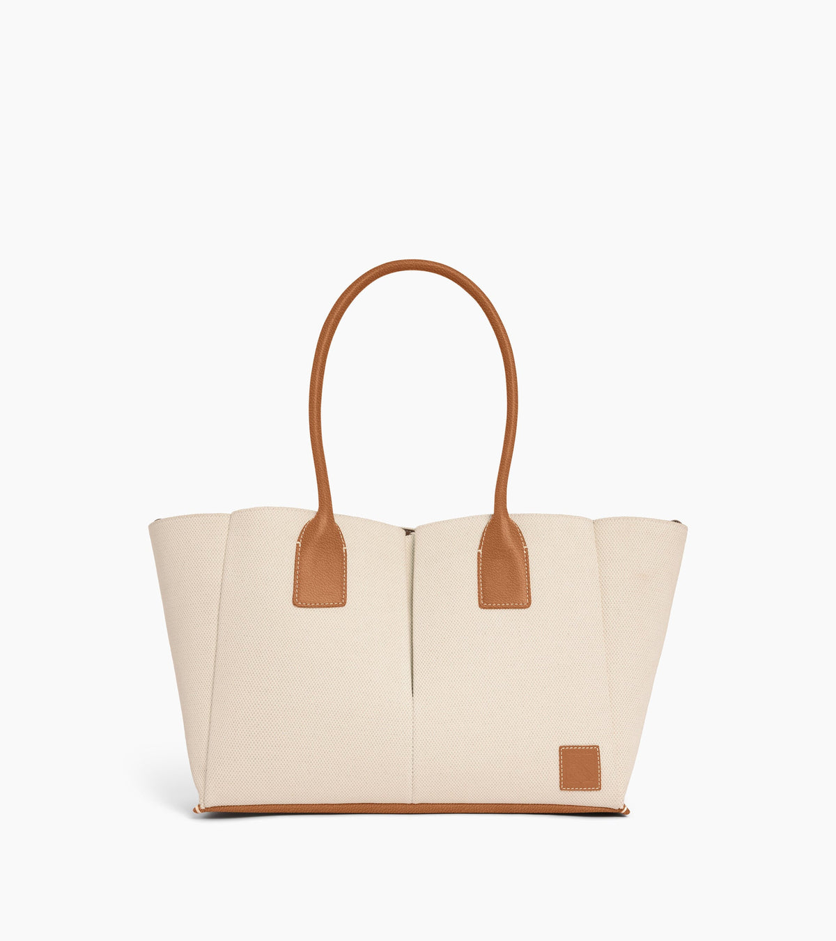 Grand sac cabas Elena en toile coton et cuir grainé