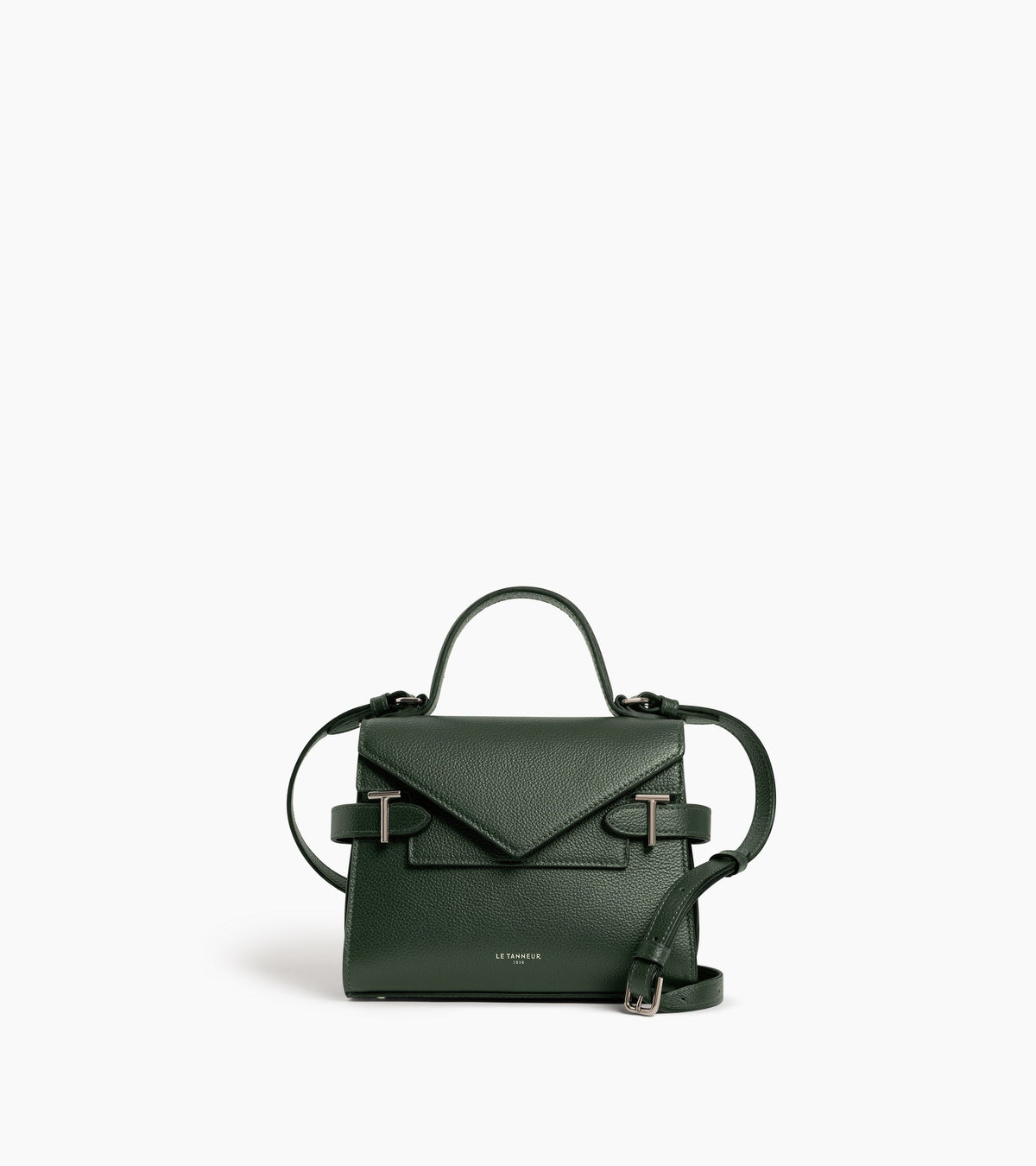 Petit sac à main double rabat Emilie en cuir grainé