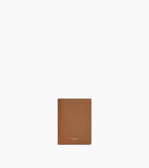 Grand portefeuille vertical zippé Lucien en cuir grainé