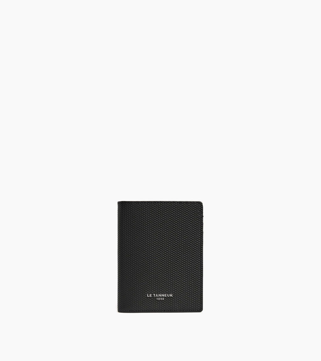 Portefeuille vertical zippé Lucien en cuir signature T