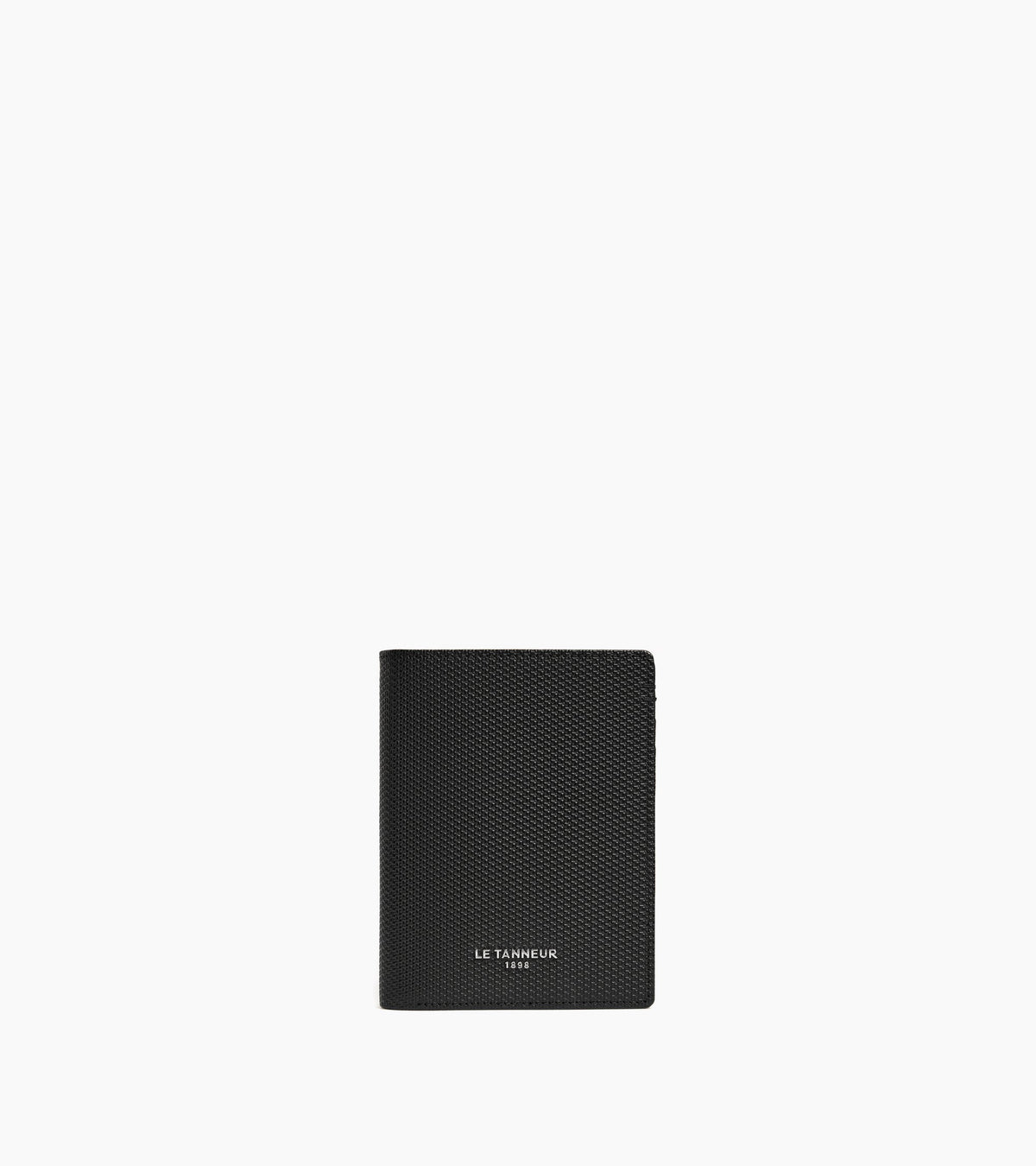 Portefeuille vertical zippé Lucien en cuir signature T