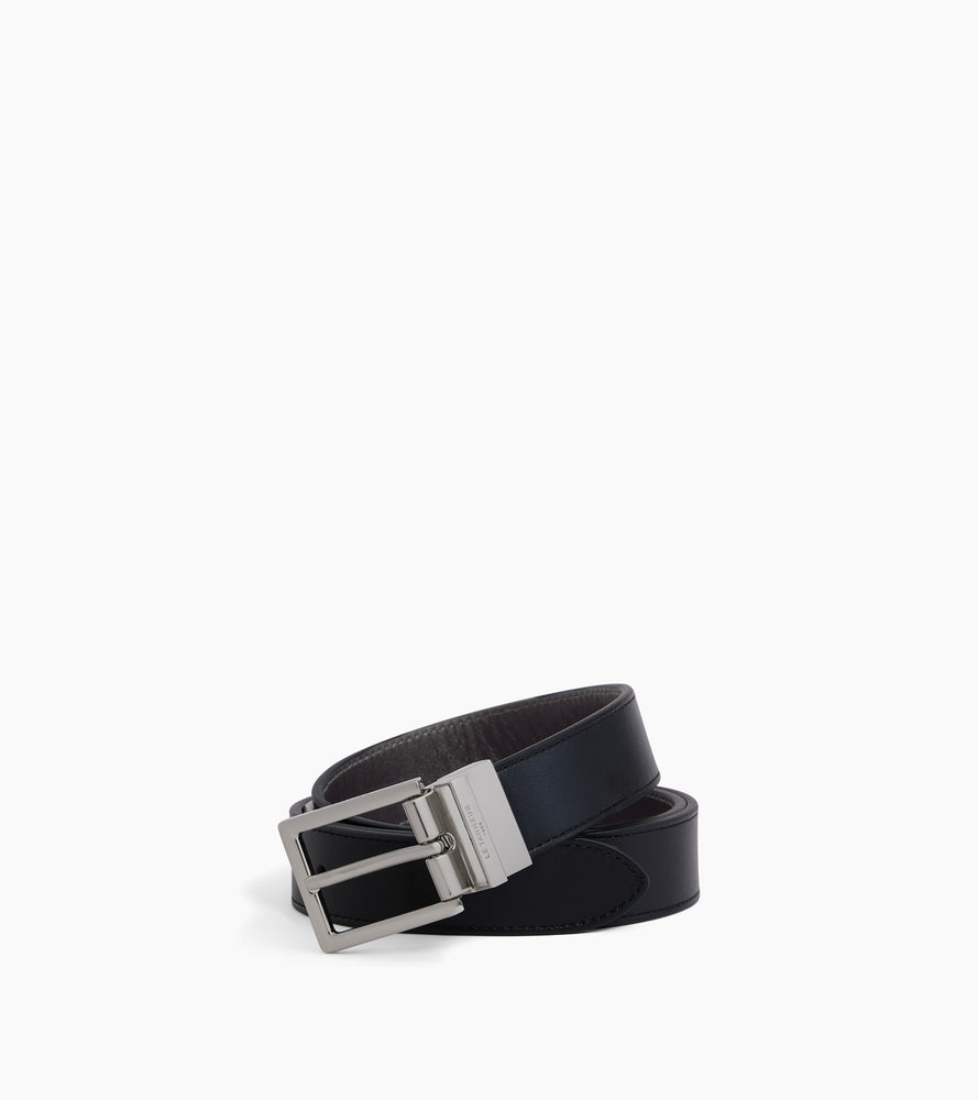 Ceinture réversible homme avec boucle rectangle en cuir lisse